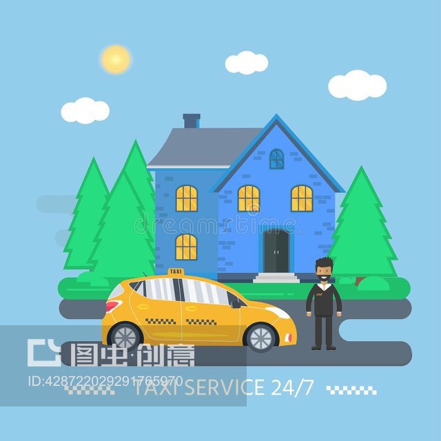 城市中的黄色出租车 公共出行的重要支柱